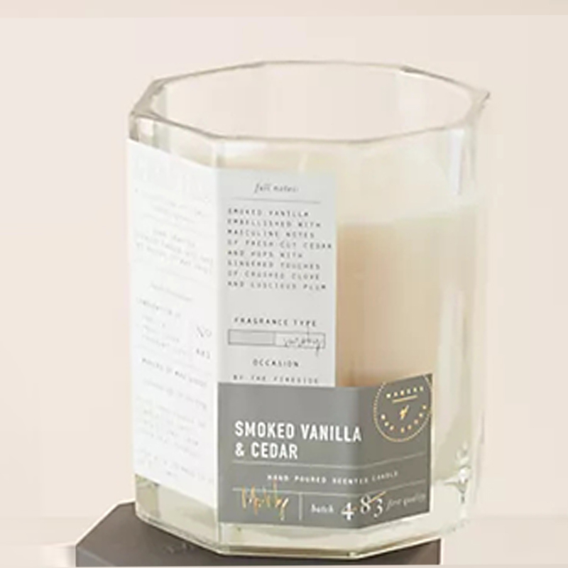 Изготовленная на заказ роскошная деревянная крышка M&Scent, хлопковый фитиль, стеклянный сосуд, смесь соевого воска, осенняя стеклянная свеча ручной работы.