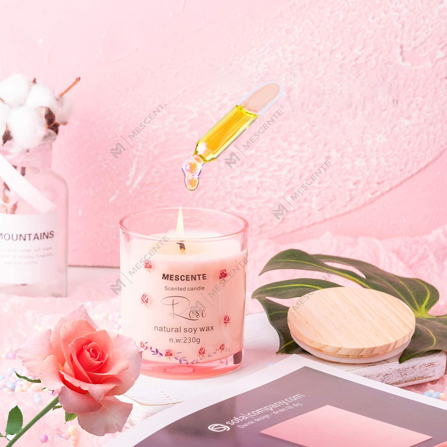 M&Scent Роскошный стеклянный держатель ручной работы Духовная керамика Столб Ароматическая свеча с ванилью и кристаллами